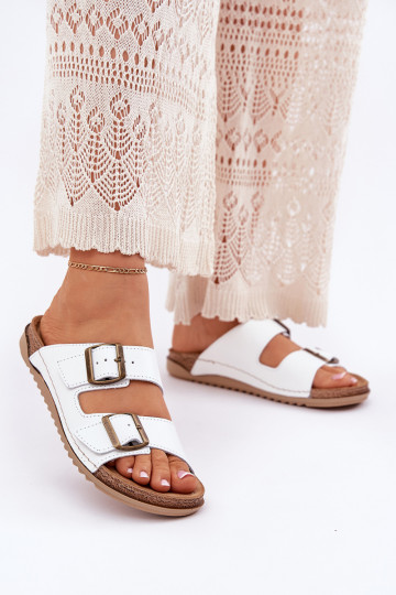 Chinelos de couro Feminino Z Klarami Inblu AA0002KU cor branca 2