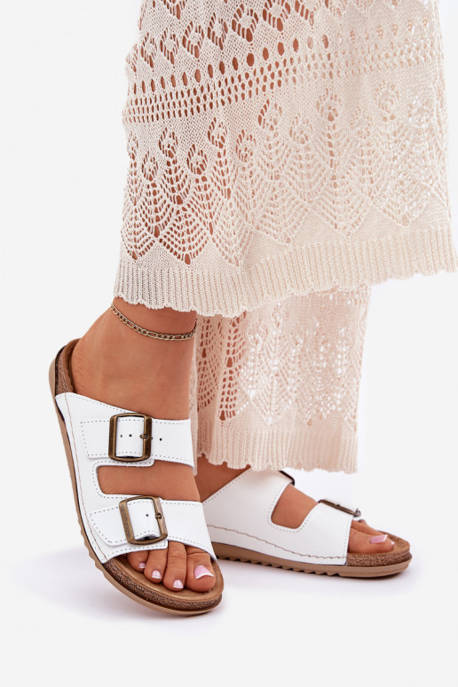 Chinelos de couro Feminino Z Klarami Inblu AA0002KU cor branca Chinelos de couro Feminino Z Klarami Inblu AA0002KU cor branca