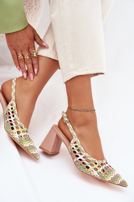 sandálias Com trança com salto cor rosa Ebina sandálias Com trança com salto cor rosa Ebina