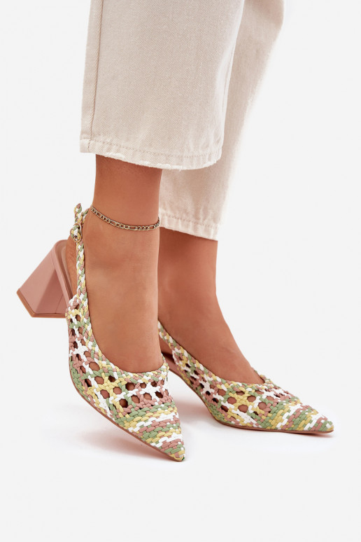 sandálias Com trança com salto cor rosa Ebina sandálias Com trança com salto cor rosa Ebina