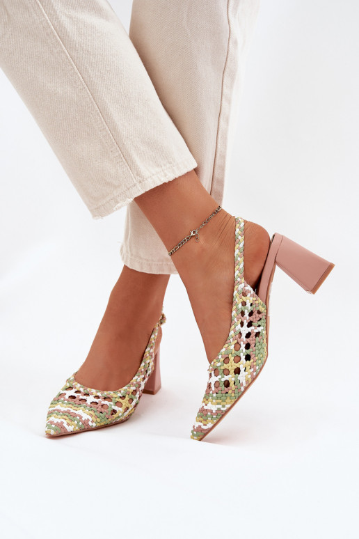 sandálias Com trança com salto cor rosa Ebina sandálias Com trança com salto cor rosa Ebina