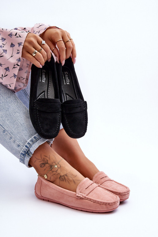 Mocassins elegantes de camurça rosa claro Lenvie Mocassins elegantes de camurça rosa claro Lenvie