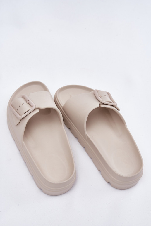 Chinelos femininos Chinelos leves com uma plataforma com fivelas bege Viasara
