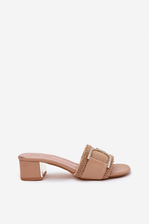 Feminino Chinelos com salto Com decorações Detalem bege Julinemi