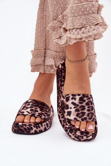 Chinelos femininos com plataforma Dovasse com estampa de leopardo 2