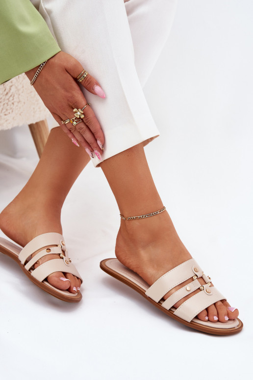 isósceles Chinelos femininos Ze cor douradam Detalem bege Noroti