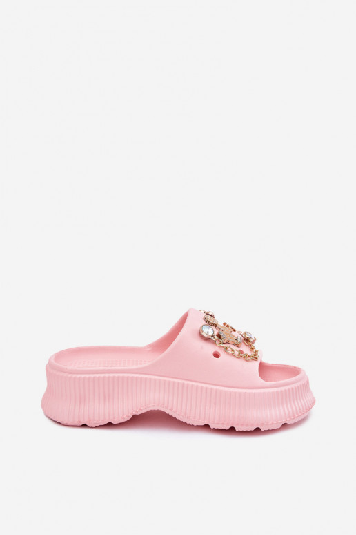 Chinelos leves Chinelos femininos Ze cor douradami Przypinkami cor rosa Hortiana