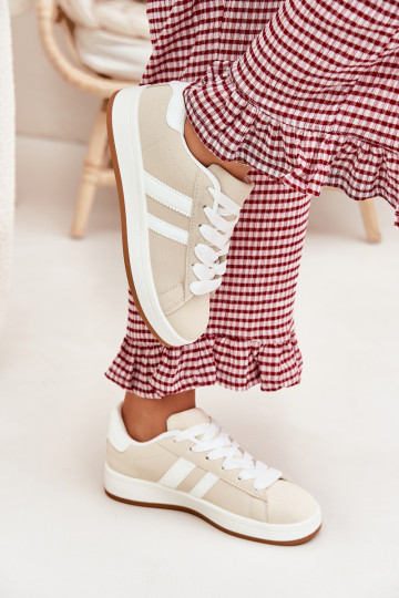 tênis À modalo de tênis Feminino de couro ecológico bege Ravina 2