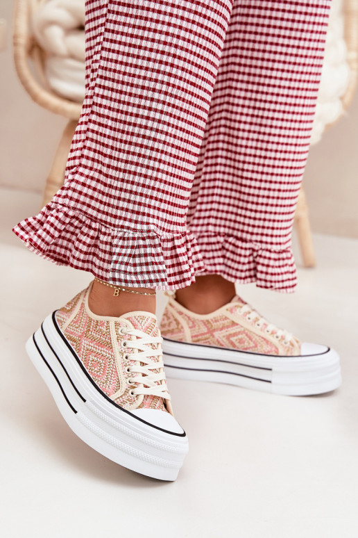 Baixo Sapatos de lazer com uma plataforma cor rosa Melina