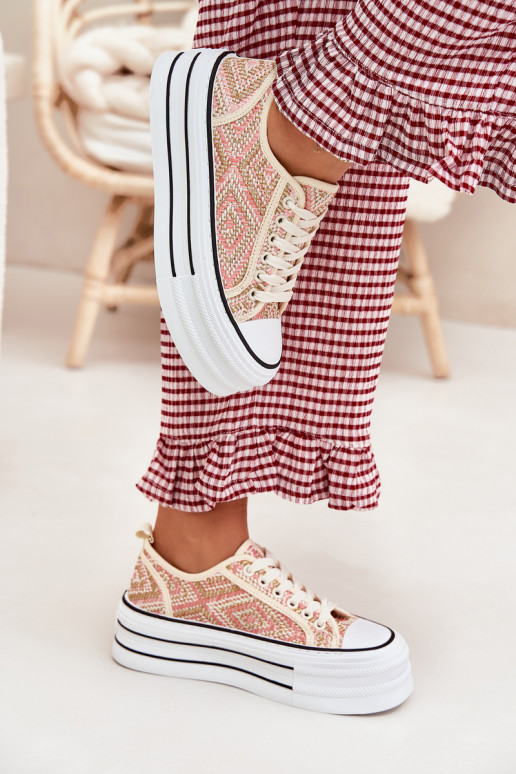 Baixo Sapatos de lazer com uma plataforma cor rosa Melina