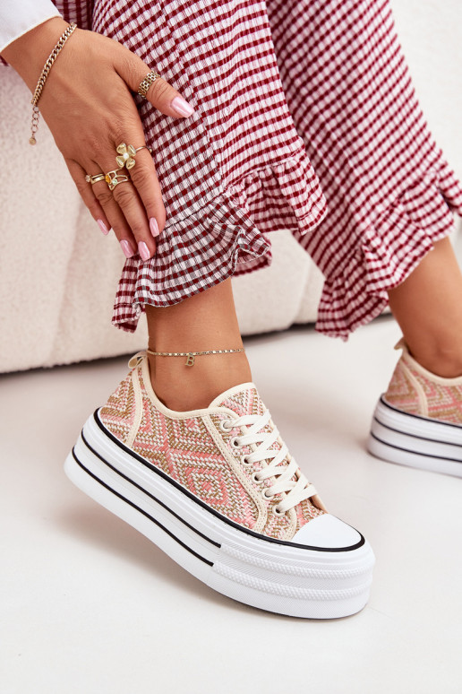 Baixo Sapatos de lazer com uma plataforma cor rosa Melina