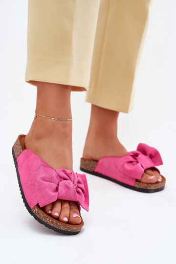Chinelos femininos Com sola de cortiça Kokardką cor rosa Seressa 2