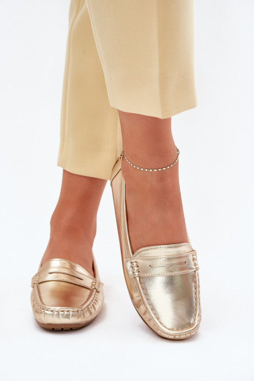 Feminino Eko Pele Mocassins cor dourada Lenvie Feminino Eko Pele Mocassins cor dourada Lenvie