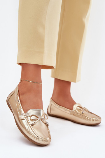 Feminino Eko Pele Mocassins cor dourada Si Passione
