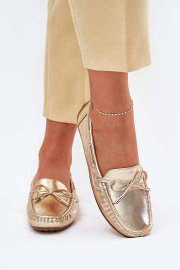 Feminino Eko Pele Mocassins cor dourada Si Passione 2