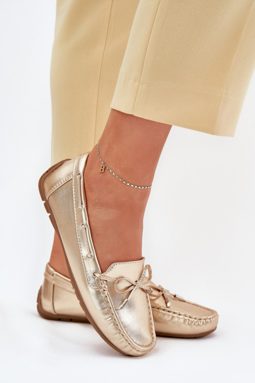 Feminino Eko Pele Mocassins cor dourada Si Passione Feminino Eko Pele Mocassins cor dourada Si Passione