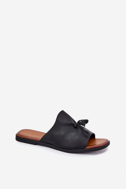 Chinelos femininos com salto largo Com decorações EMiązaniem cor preta Norela Chinelos femininos com salto largo Com decorações EMiązaniem cor preta Norela