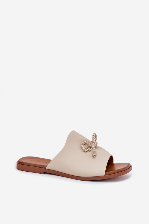 Chinelos femininos com salto largo Com decorações EMiązaniem bege Norela Chinelos femininos com salto largo Com decorações EMiązaniem bege Norela