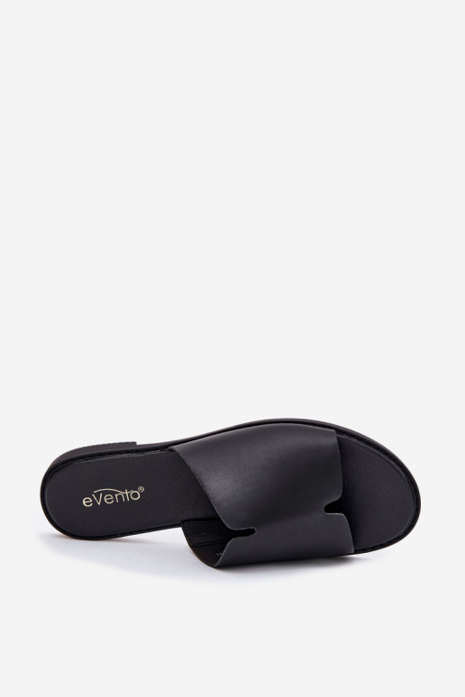 Chinelos femininos de couro ecológico com salto largo cor preta Kalimira Chinelos femininos de couro ecológico com salto largo cor preta Kalimira