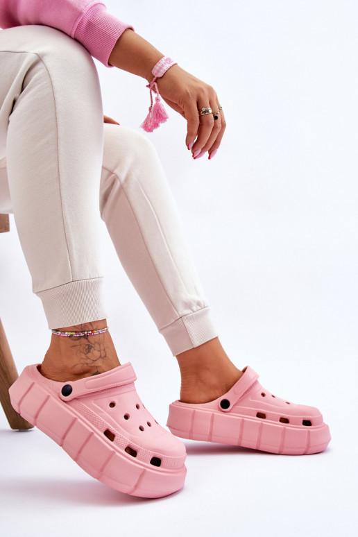 Chinelos tipo Crocs com plataforma elevada cor rosa Beckett