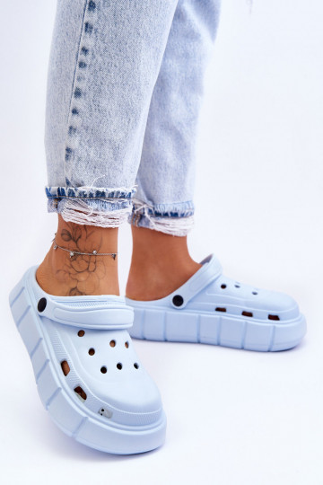 Chinelos tipo Crocs com plataforma elevada Azul claro Beckett
