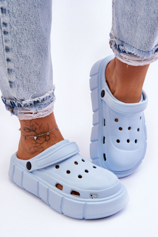 Chinelos tipo Crocs com plataforma elevada Azul claro Beckett