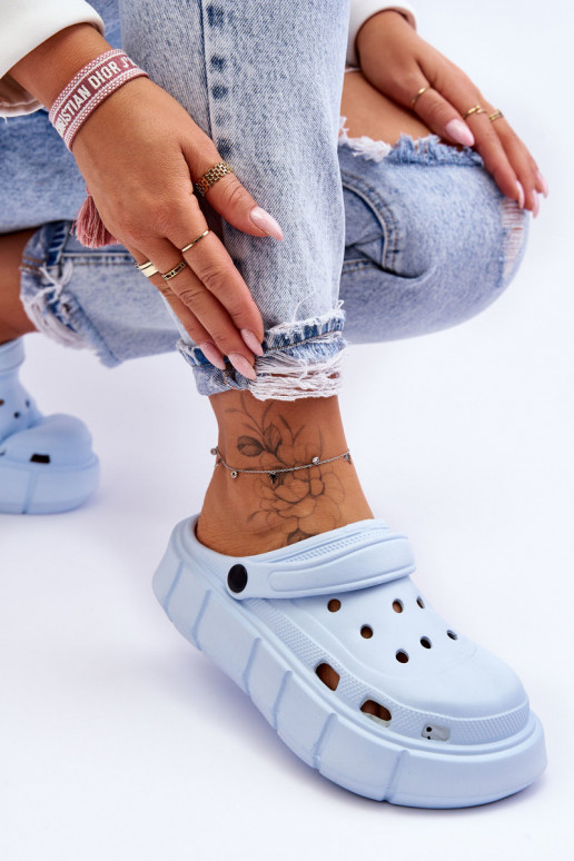 Chinelos tipo Crocs com plataforma elevada Azul claro Beckett