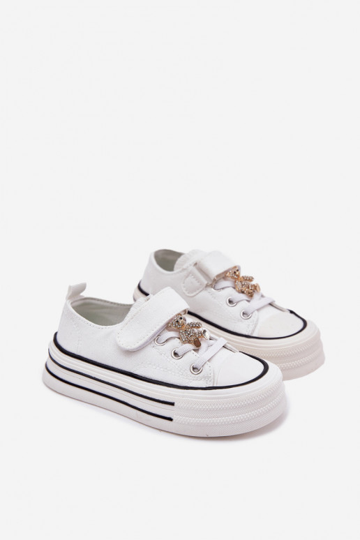 Infantil sapatos casuais Ze Złotą Przypinką ursinhos de pelúcia cor branca Solena Infantil sapatos casuais Ze Złotą Przypinką ursinhos de pelúcia cor branca Solena