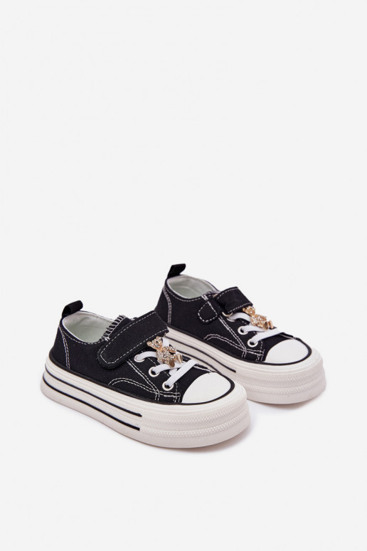 Infantil sapatos casuais Ze Złotą Przypinką ursinhos de pelúcia cor preta Solena Infantil sapatos casuais Ze Złotą Przypinką ursinhos de pelúcia cor preta Solena