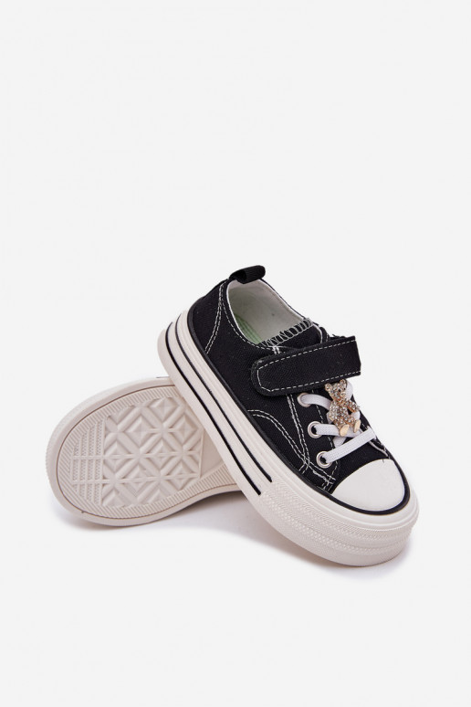 Infantil sapatos casuais Ze Złotą Przypinką ursinhos de pelúcia cor preta Solena Infantil sapatos casuais Ze Złotą Przypinką ursinhos de pelúcia cor preta Solena