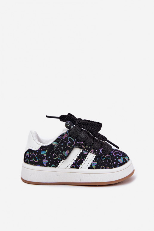 tênis À modalo de tênis Infantil com corações cor preta Mirelle tênis À modalo de tênis Infantil com corações cor preta Mirelle