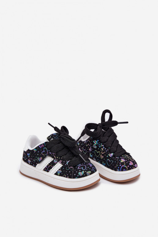 tênis À modalo de tênis Infantil com corações cor preta Mirelle tênis À modalo de tênis Infantil com corações cor preta Mirelle