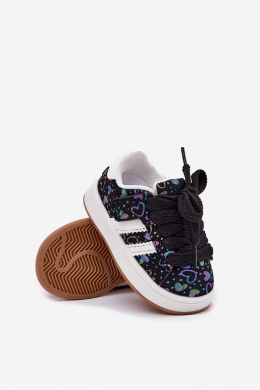 tênis À modalo de tênis Infantil com corações cor preta Mirelle tênis À modalo de tênis Infantil com corações cor preta Mirelle