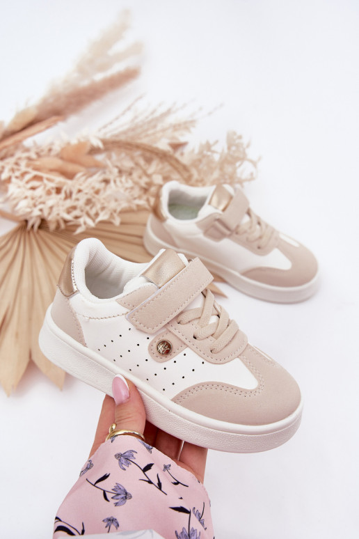 tênis À modalo de tênis Infantil com fixadores adesivos bege Zarina tênis À modalo de tênis Infantil com fixadores adesivos bege Zarina