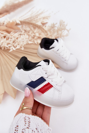Tênis infantis modelo "Sneakers" com sola brilhante, cor branca e preta "Arielle"