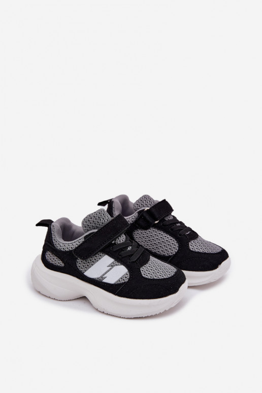 tênis À modalo de tênis Infantil com fixadores adesivos Preto e-cor cinza Selinea tênis À modalo de tênis Infantil com fixadores adesivos Preto e-cor cinza Selinea