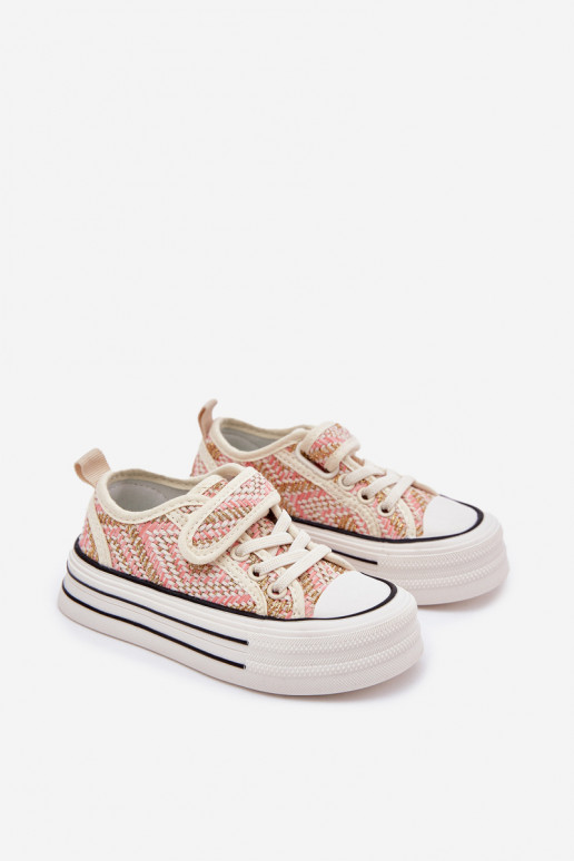 Infantil sapatos casuais com fixadores adesivos cor rosa Zelina Infantil sapatos casuais com fixadores adesivos cor rosa Zelina