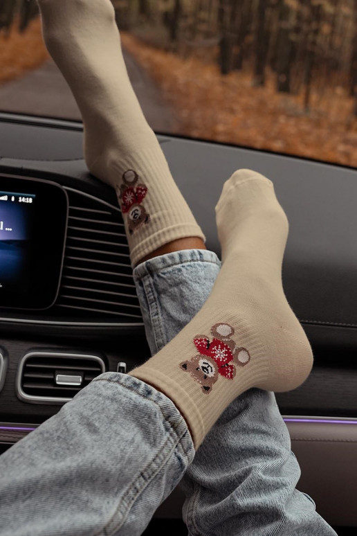 Meias Feminino ursinhos de pelúcia Para SParaeterku bege