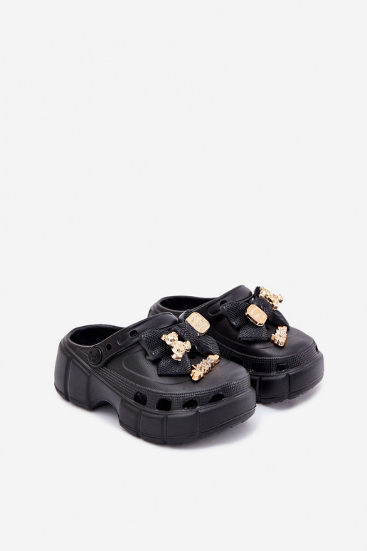 Chinelos Infantil Infantil Chinelos leves com fitas I Ozdobami cor preta Selvana Chinelos Infantil Infantil Chinelos leves com fitas I Ozdobami cor preta Selvana