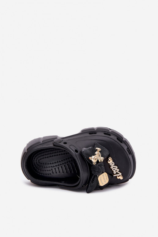 Chinelos Infantil Infantil Chinelos leves com fitas I Ozdobami cor preta Selvana Chinelos Infantil Infantil Chinelos leves com fitas I Ozdobami cor preta Selvana