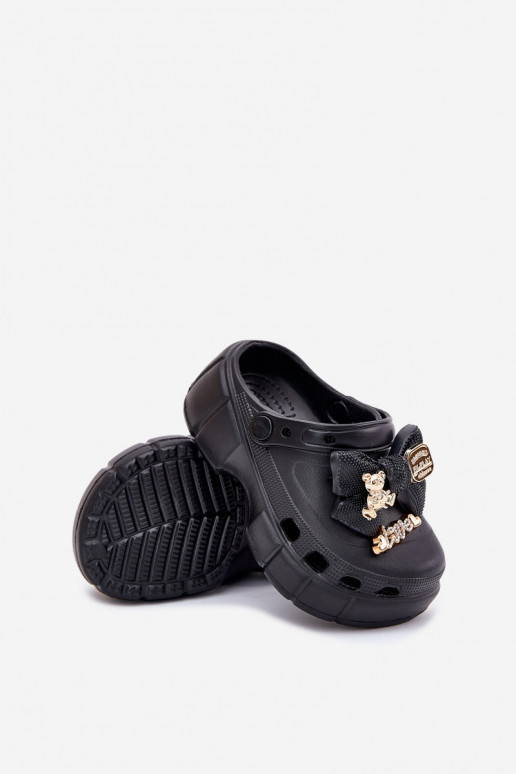 Chinelos Infantil Infantil Chinelos leves com fitas I Ozdobami cor preta Selvana Chinelos Infantil Infantil Chinelos leves com fitas I Ozdobami cor preta Selvana