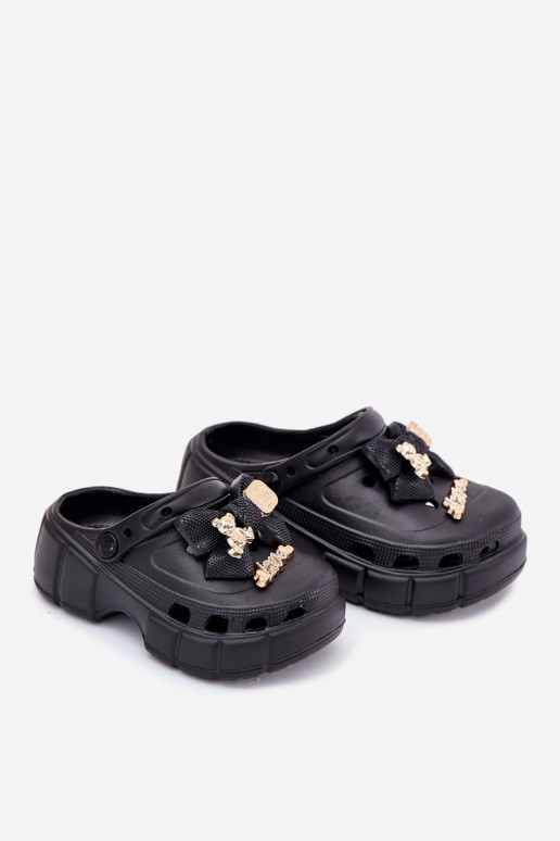 Chinelos Infantil Infantil Chinelos leves com fitas I Ozdobami cor preta Selvana Chinelos Infantil Infantil Chinelos leves com fitas I Ozdobami cor preta Selvana