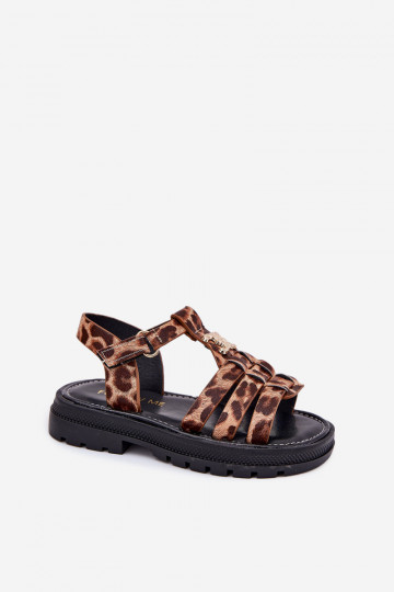 Sandálias infantis com detalhes decorativos e estampas de pele de leopardo 2