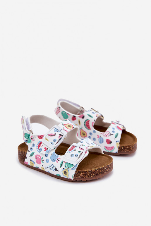 Sandálias infantis Com sola de cortiça com fivelas OParaoce cor branca Thessa Sandálias infantis Com sola de cortiça com fivelas OParaoce cor branca Thessa