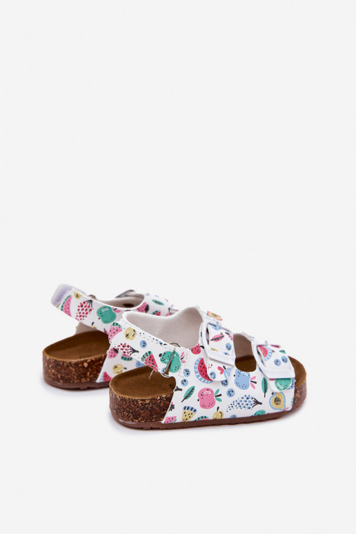 Sandálias infantis Com sola de cortiça com fivelas OParaoce cor branca Thessa Sandálias infantis Com sola de cortiça com fivelas OParaoce cor branca Thessa