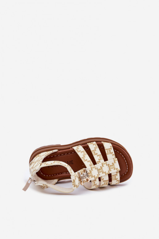 Infantil sandálias Gladiador Ze cor douradam Detalem bege Vesira