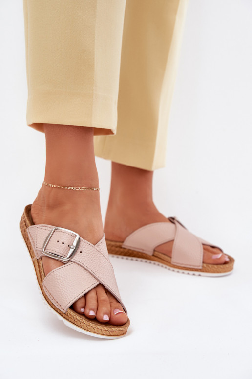 Chinelos de couro Feminino com fivelas Inblu VO0004GU cor rosa Chinelos de couro Feminino com fivelas Inblu VO0004GU cor rosa