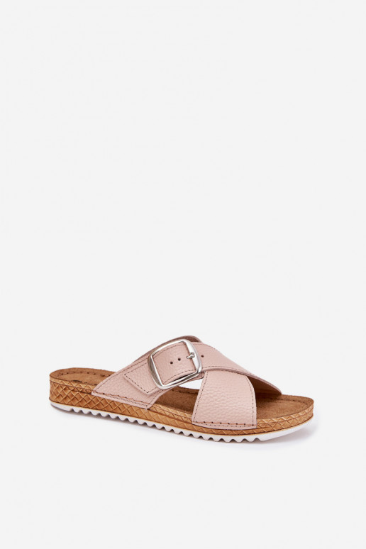 Chinelos de couro Feminino com fivelas Inblu VO0004GU cor rosa Chinelos de couro Feminino com fivelas Inblu VO0004GU cor rosa