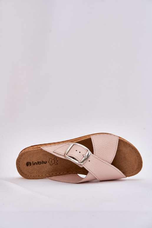 Chinelos de couro Feminino com fivelas Inblu VO0004GU cor rosa Chinelos de couro Feminino com fivelas Inblu VO0004GU cor rosa
