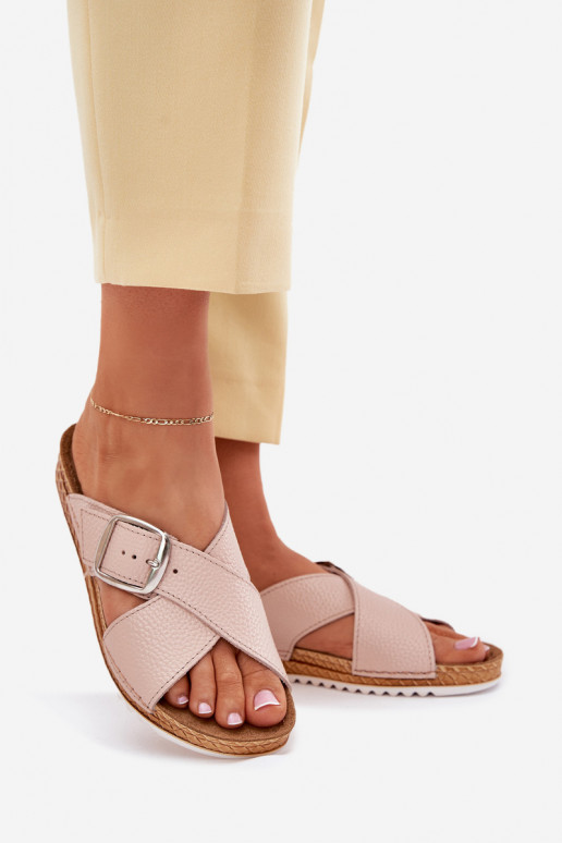 Chinelos de couro Feminino com fivelas Inblu VO0004GU cor rosa Chinelos de couro Feminino com fivelas Inblu VO0004GU cor rosa